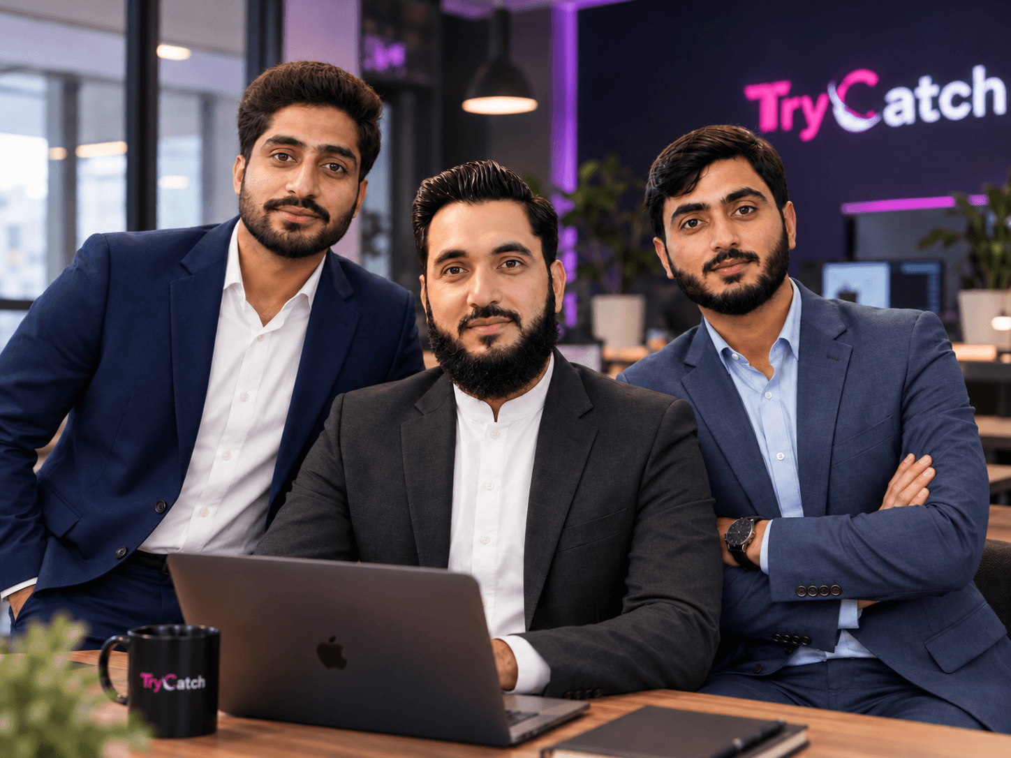 AI-generated illustration of the TryCatch Solutions team